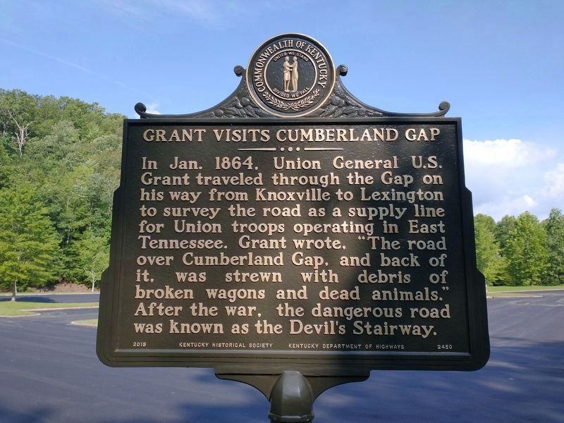 Grant Visits Cumberland Gap Marker (side 2) image. Click for full size.
