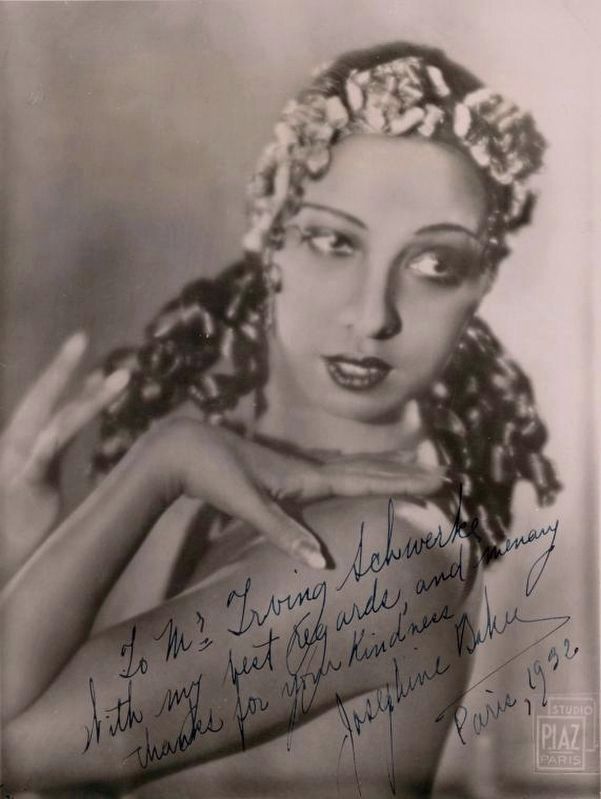<i>Autographed head shot of Josephine Baker</i> image. Click for full size.