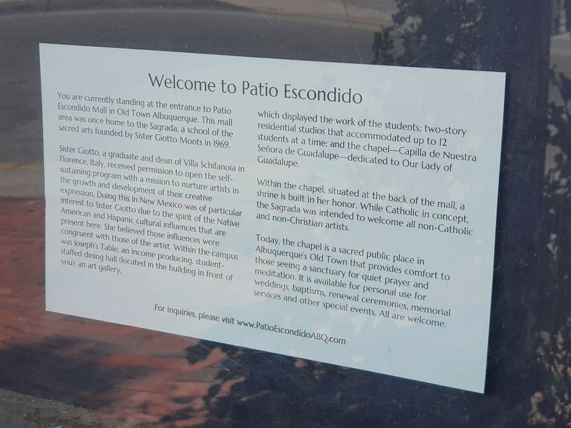 Welcome to Patio Escondido Marker image. Click for full size.