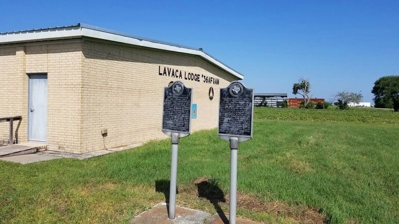 The Lavaca Lodge No. 36, A.F.& A.M. Marker is on the left image. Click for full size.