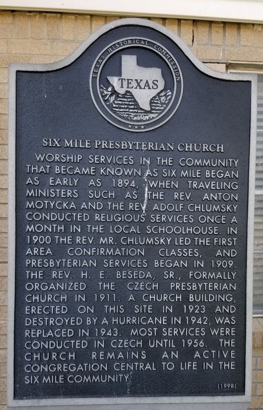 Six Mile Presbyterian Church Marker image. Click for full size.