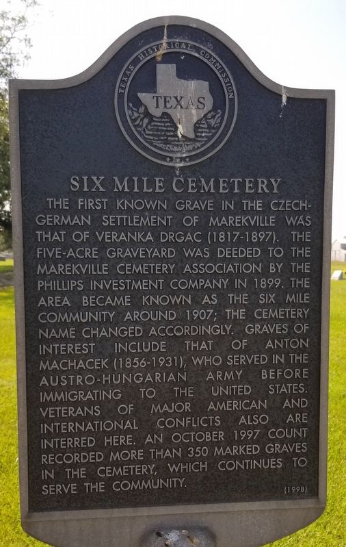 Six Mile Cemetery Marker. Click for full size. Six Mile Cemetery Marker image. Click for full size.
