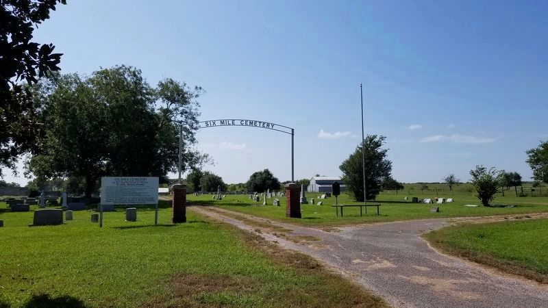 The entrance to the Six Mile Cemetery and Marker image. Click for full size.