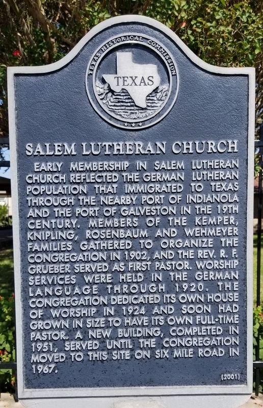 Salem Lutheran Church Marker image. Click for full size.