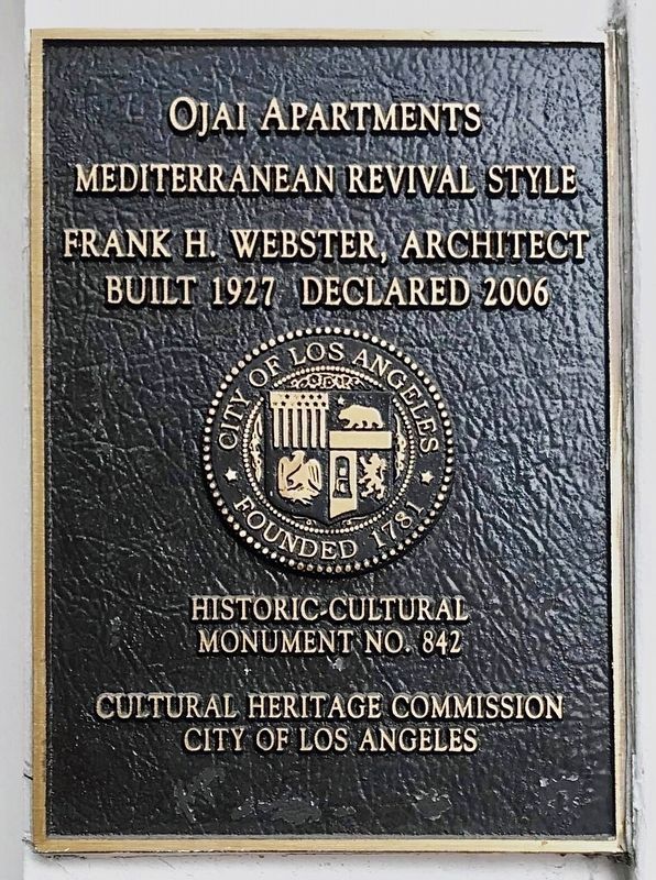 Ojai Apartments Marker. Click for full size. Ojai Apartments Marker image. Click for full size.