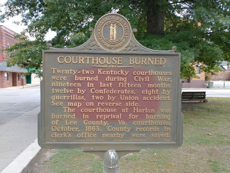 Courthouse Burned Marker (Front) image. Click for full size.