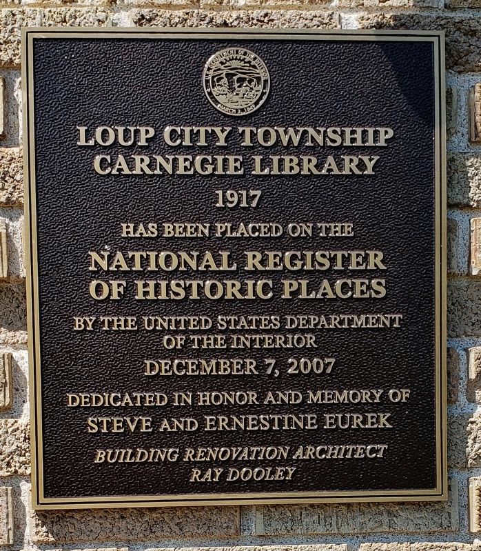 Loup City Township Carnegie Library Marker image. Click for full size.