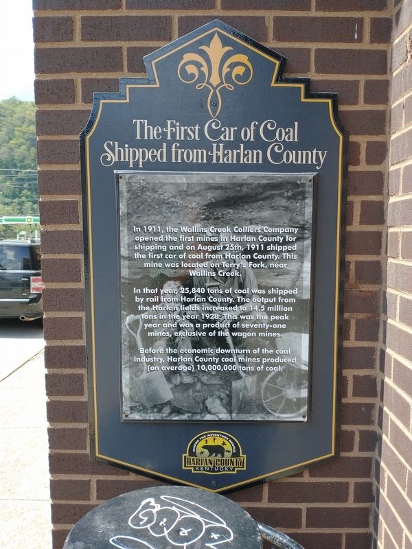 The First Car of Coal Shipped from Harlan County Marker image. Click for full size.