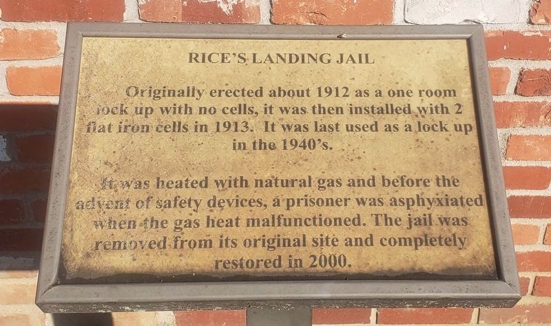 Rice's Landing Jail Marker. Click for full size. Rice's Landing Jail Marker image. Click for full size.