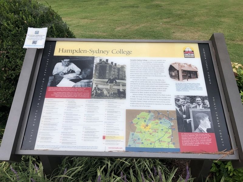 Hampden-Sydney College Marker. Click for full size. Hampden-Sydney College Marker image. Click for full size.