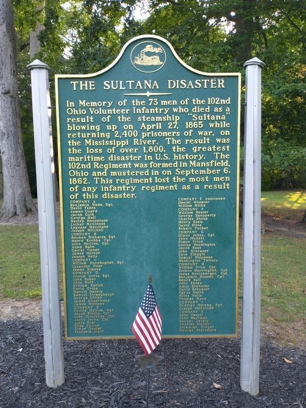 The Sultana Disaster Marker. Click for full size. The Sultana Disaster Marker image. Click for full size.