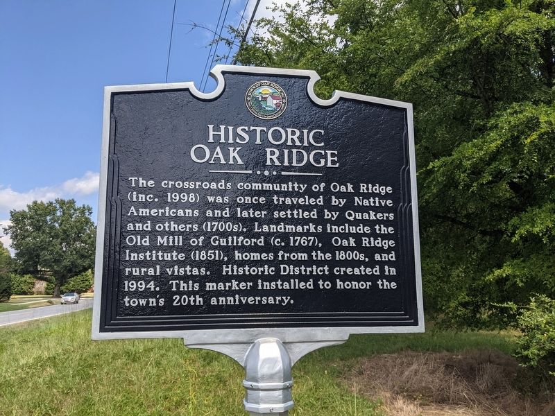 Historic Oak Ridge Marker image. Click for full size.
