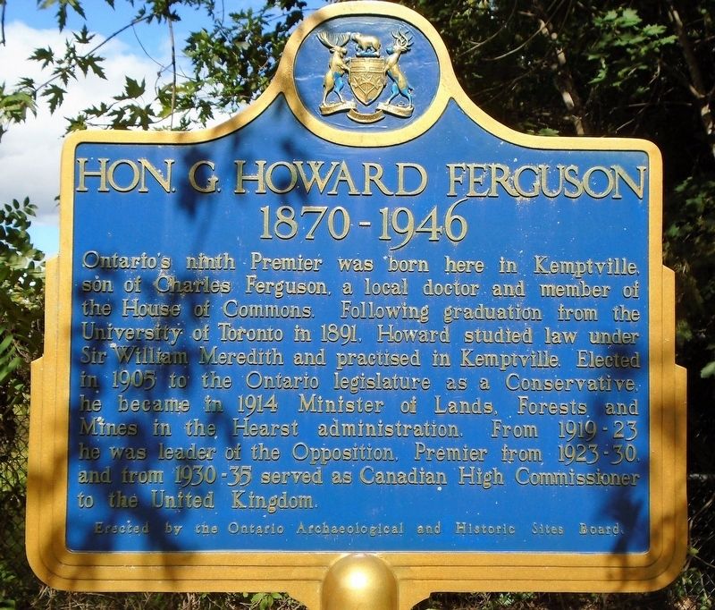 Hon. G. Howard Ferguson Marker image. Click for full size.