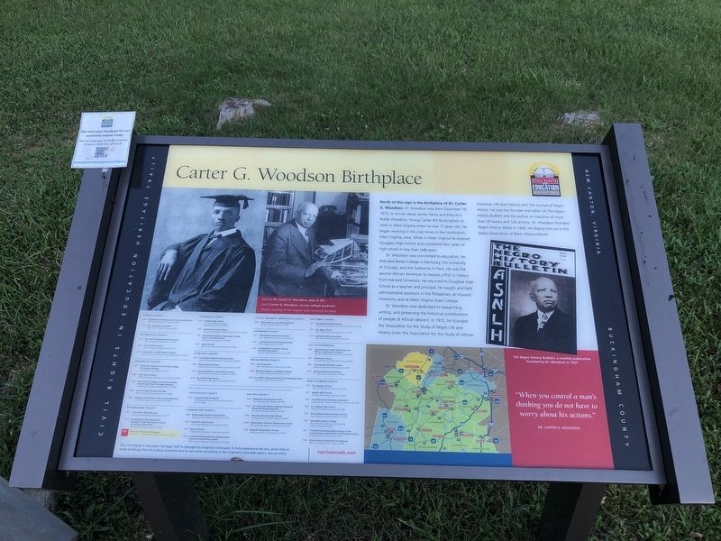 Carter G. Woodson Birthplace Marker. Click for full size. Carter G. Woodson Birthplace Marker image. Click for full size.