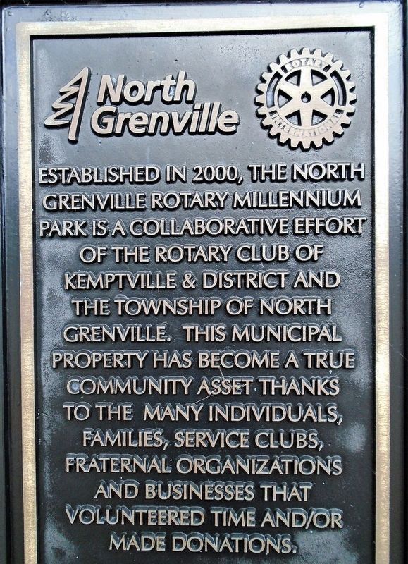North Grenville Rotary Millennium Park Marker. Click for full size. North Grenville Rotary Millennium Park Marker image. Click for full size.