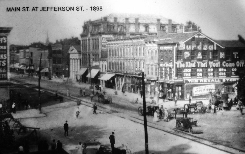 Marker detail: Main Street at Jefferson Street 1898. Click for full size. Marker detail: Main Street at Jefferson Street 1898 image. Click for full size.