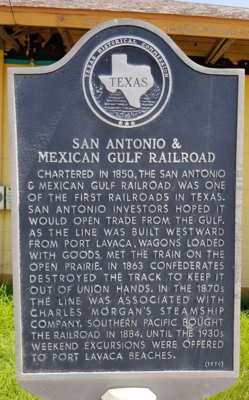 San Antonio & Mexican Gulf Railroad Marker. Click for full size. San Antonio & Mexican Gulf Railroad Marker image. Click for full size.