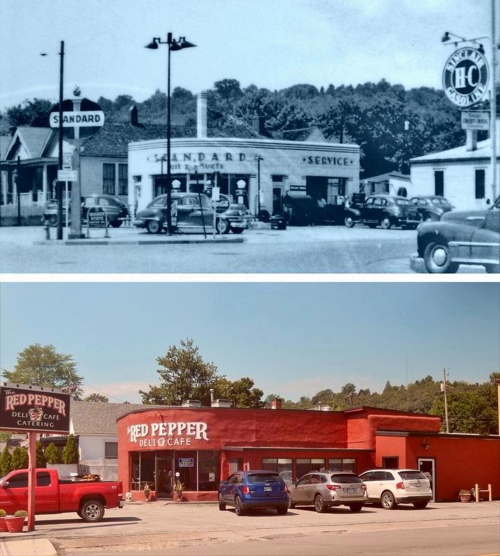 Standard Station (<i>northwest corner � then & now</i>) image. Click for full size.