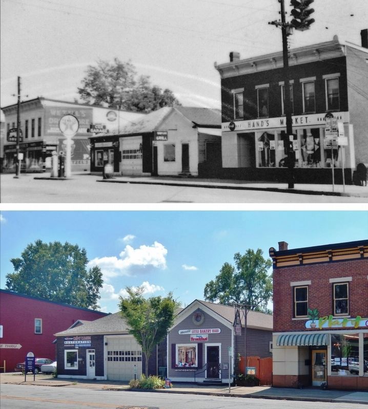 Texaco Station (<i>southeast corner  then & now</i>) image. Click for full size.