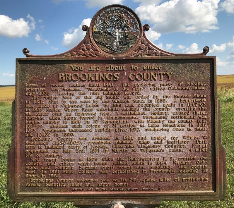 Brookings County / Moody County Marker image. Click for full size.