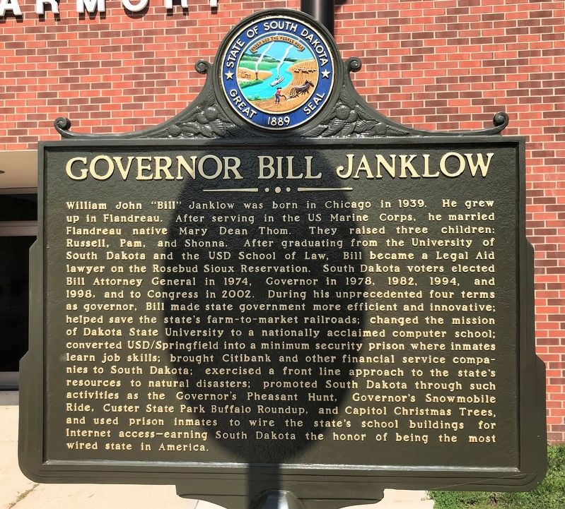 Governor Bill Janklow Marker image. Click for full size.