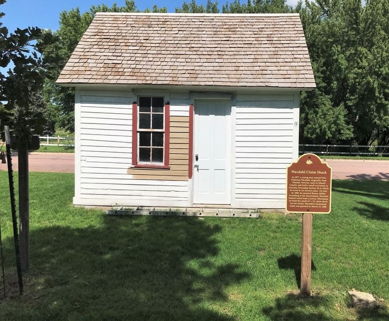Waxdahl Claim Shack & Marker. Click for full size. Waxdahl Claim Shack & Marker image. Click for full size.