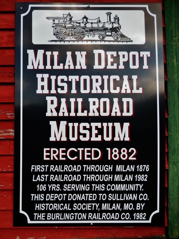 Milan Depot Historical Railroad Museum Marker. Click for full size. Milan Depot Historical Railroad Museum Marker image. Click for full size.
