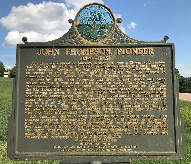 John Thompson, Pioneer / Early Settlers' Association Marker. Click for full size. John Thompson, Pioneer / Early Settlers' Association Marker image. Click for full size.