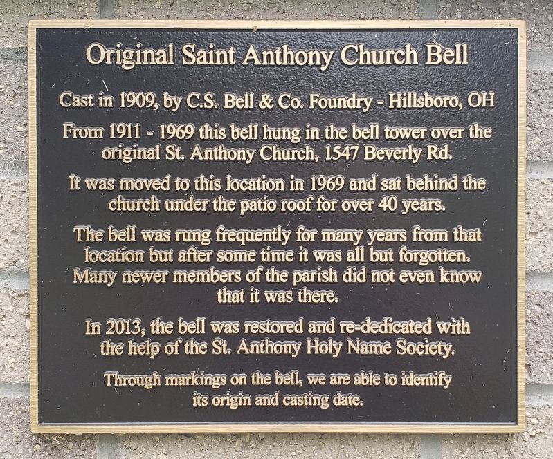 Original Saint Anthony Church Bell Marker image. Click for full size.