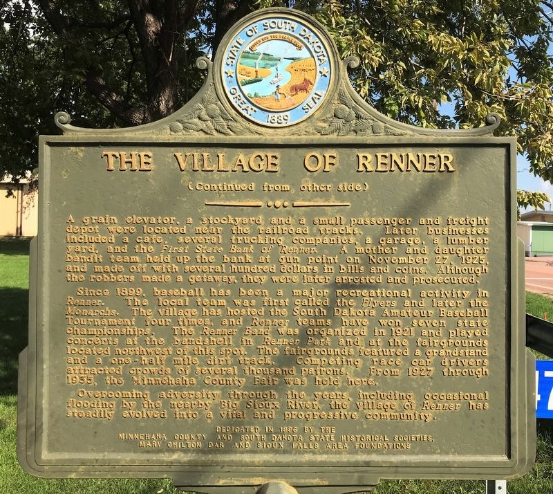 The Village of Renner Marker (<i>Reverse Side</i>) image. Click for full size.