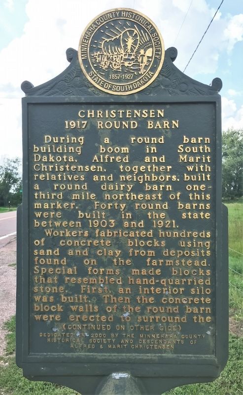 Christensen 1917 Round Barn Marker image. Click for full size.
