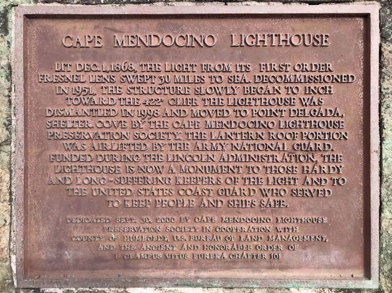 New Marker, at new location in Shelter Cove. Click for full size. New Marker, at new location in Shelter Cove image. Click for full size.