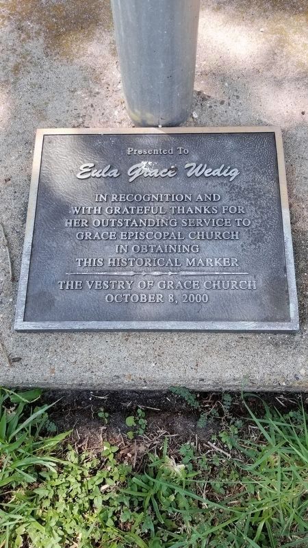 Marker presented to Eula Grace Wedig, at the base of the state marker image. Click for full size.