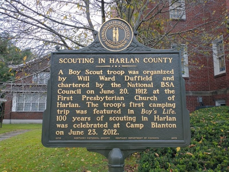 Scouting in Harlan County Marker image. Click for full size.