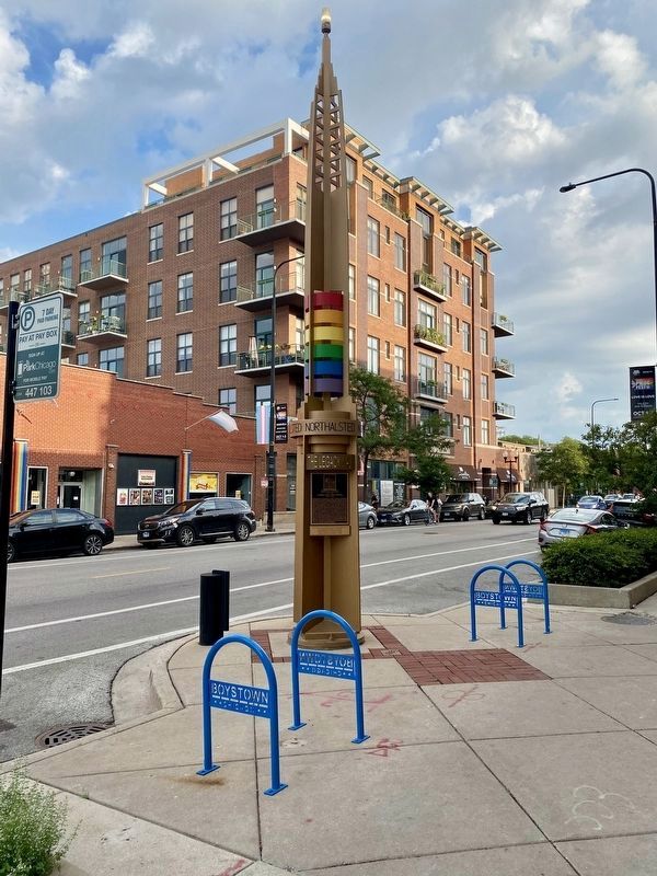 Marsha P. Johnson Marker - wide view. Click for full size. Marsha P. Johnson Marker - wide view image. Click for full size.