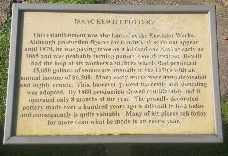 Isaac Hewitt Pottery Marker. Click for full size. Isaac Hewitt Pottery Marker image. Click for full size.