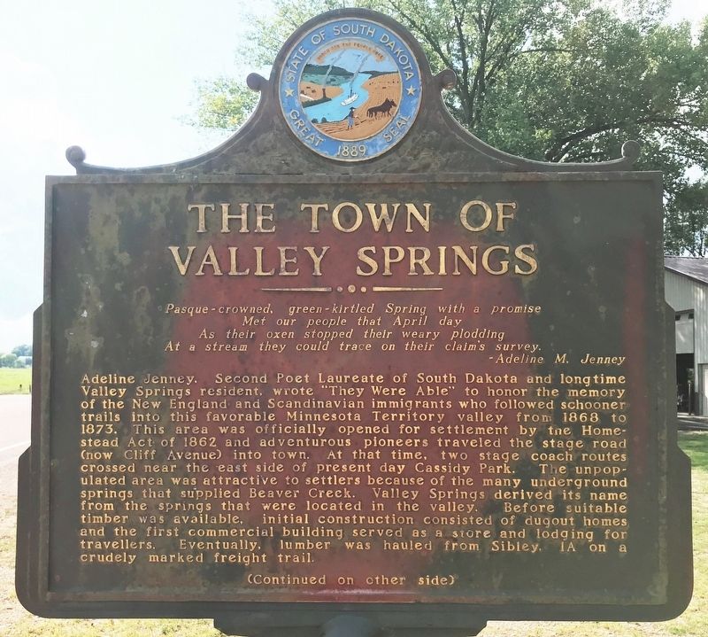 The Town of Valley Springs Marker image. Click for full size.