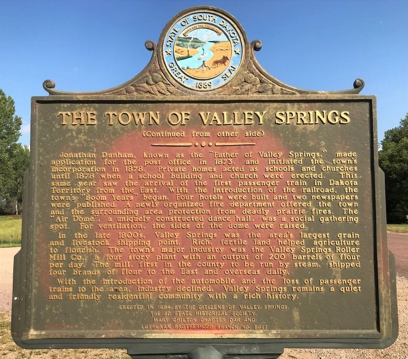 The Town of Valley Springs Marker image. Click for full size.