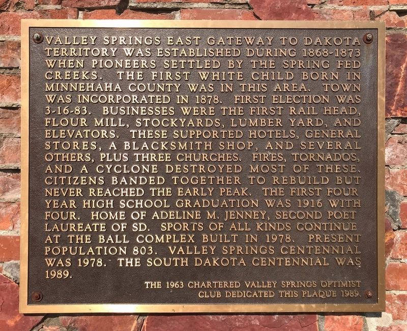 Valley Springs Marker image. Click for full size.