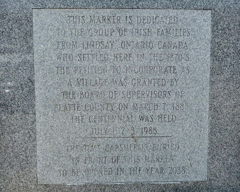 Dedicated to the Irish Settlers Marker image. Click for full size.