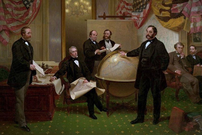 Marker detail (original): Painting depicting sale of Alaska image. Click for full size.