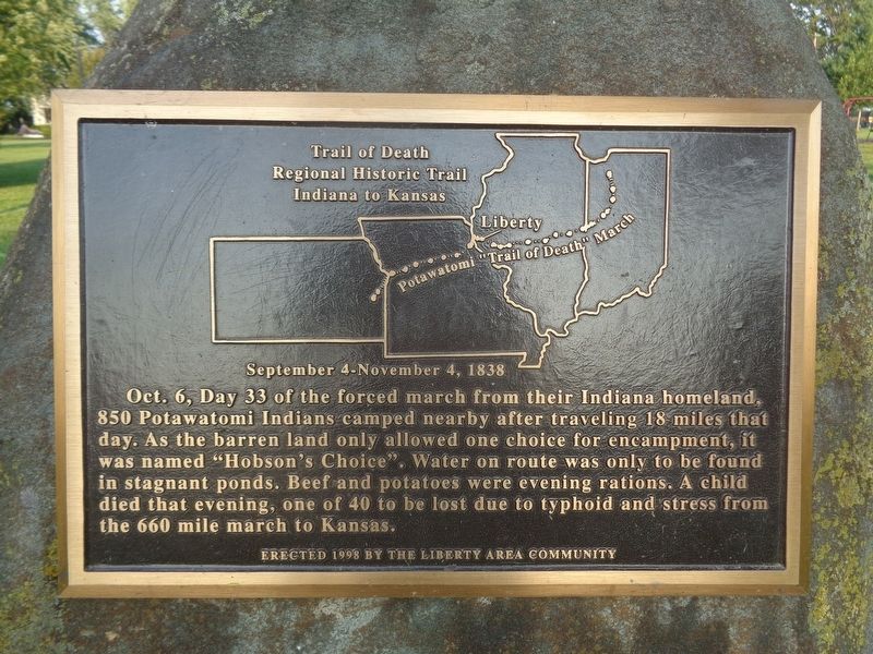 Trail of Death Marker. Click for full size. Trail of Death Marker image. Click for full size.