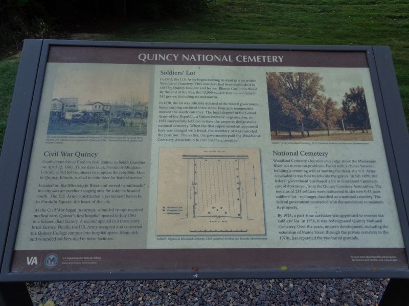 Quincy National Cemetery Marker. Click for full size. Quincy National Cemetery Marker image. Click for full size.