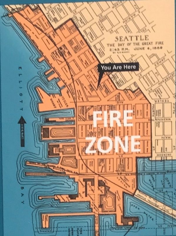 Marker detail: Map of 1889 Seattle fire image. Click for full size.