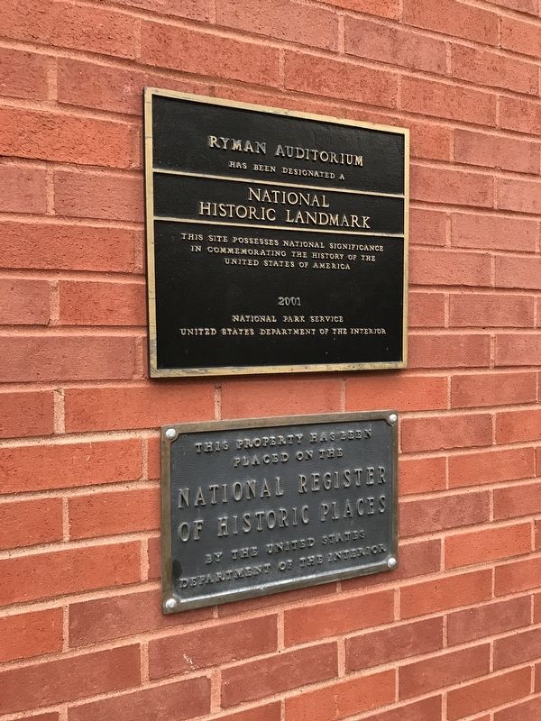 Ryman Auditorium Marker. Click for full size. Ryman Auditorium Marker image. Click for full size.
