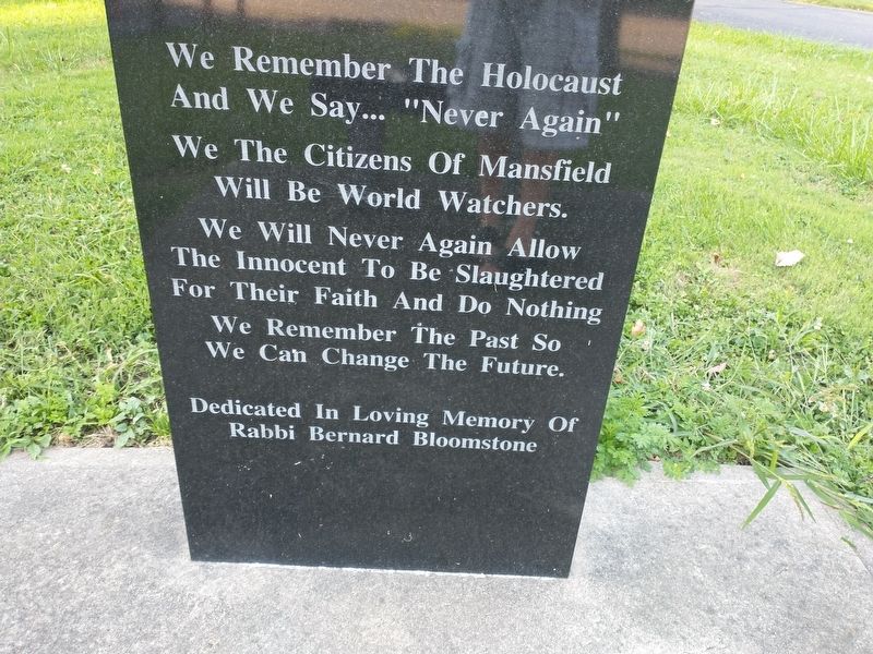 We Remember The Holocaust And Say... Never Again Marker. Click for full size. We Remember The Holocaust And Say... Never Again Marker image. Click for full size.