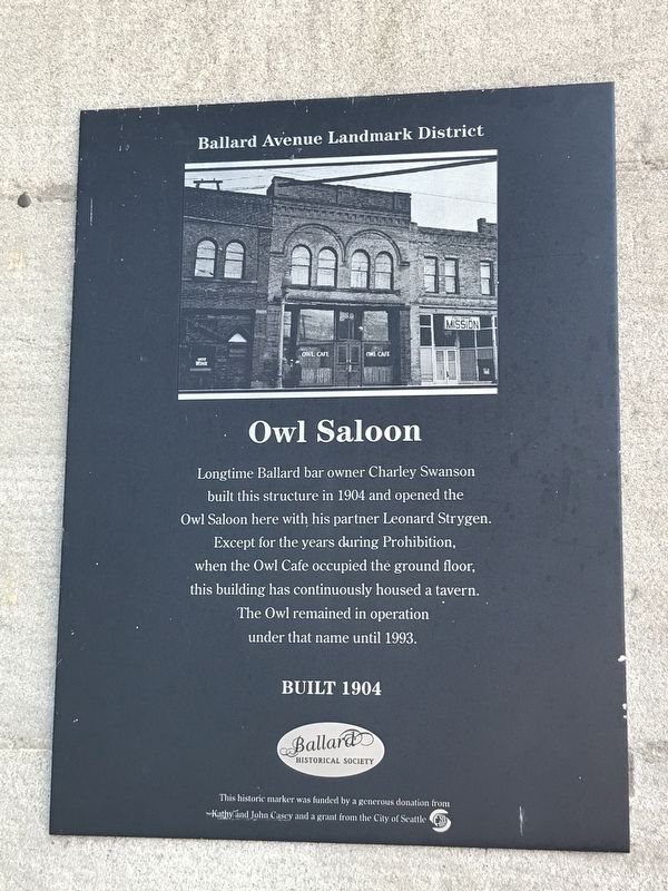 Owl Saloon Marker. Click for full size. Owl Saloon Marker image. Click for full size.