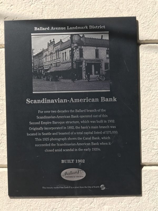Scandinavian-American Bank Marker. Click for full size. Scandinavian-American Bank Marker image. Click for full size.