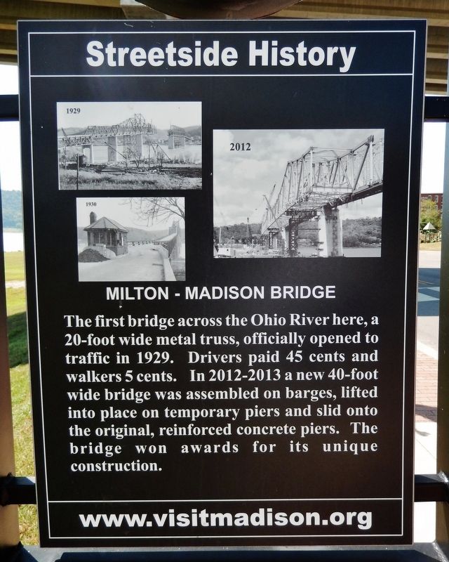 Milton-Madison Bridge Marker (<i>east side</i>) image. Click for full size.
