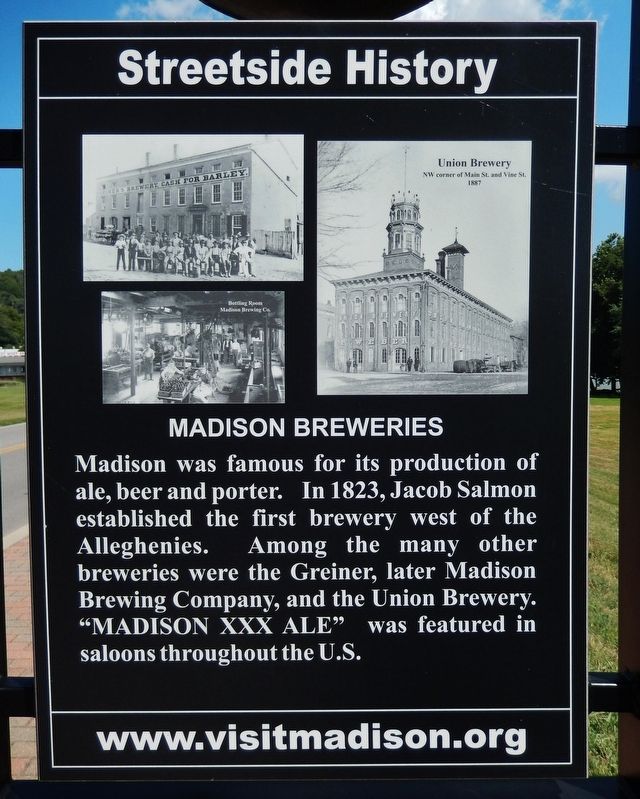 Madison Breweries Marker (<i>west side</i>) image. Click for full size.